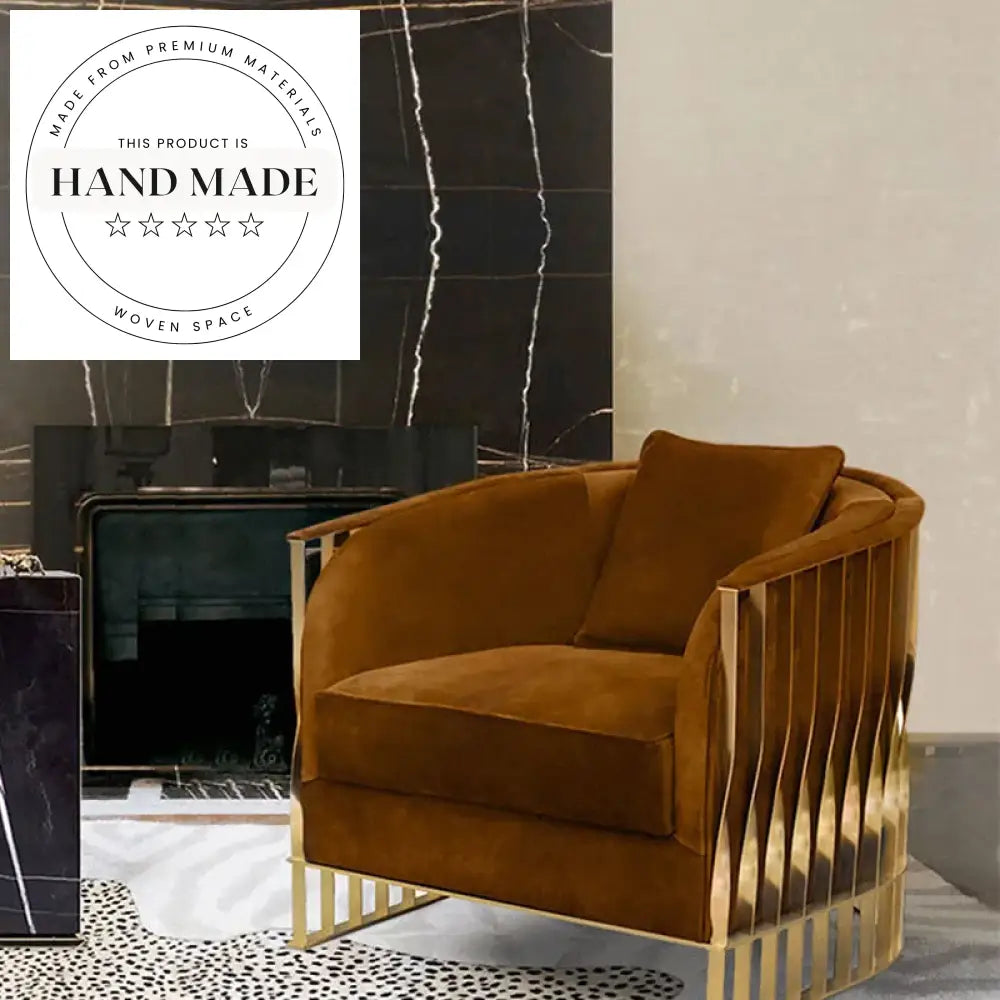 Plush Velvet Arm Accent Chair, Modern Gold Stainless Steel Legs Seating