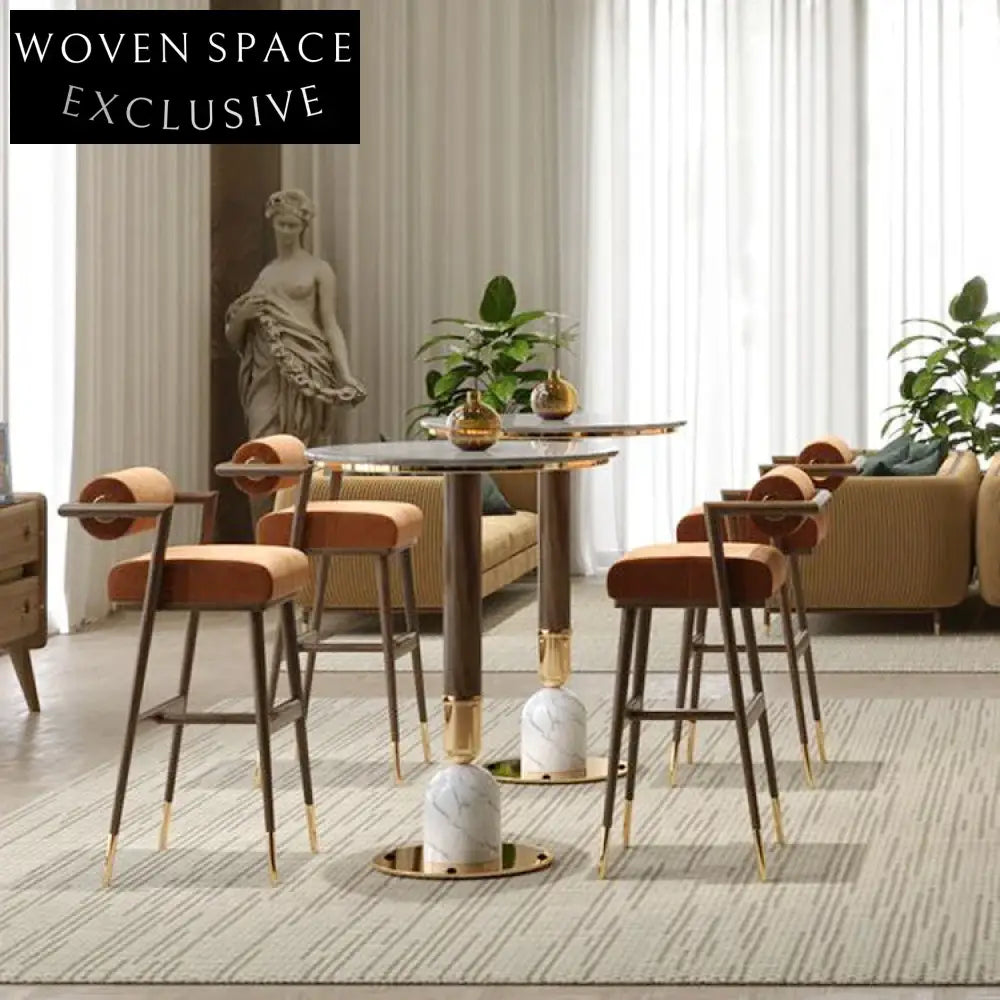 Plush Velvet Bar Stool, Modern Solid Wood Frame Dining Chair