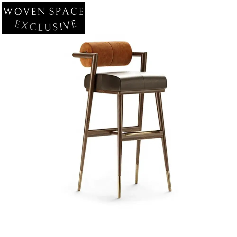 Plush Velvet Bar Stool, Modern Solid Wood Frame Dining Chair