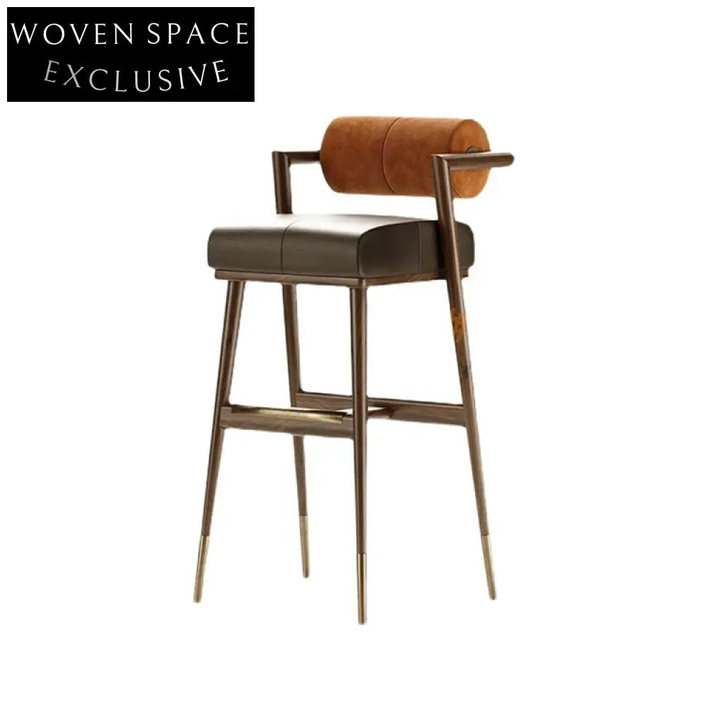 Plush Velvet Bar Stool, Modern Solid Wood Frame Dining Chair