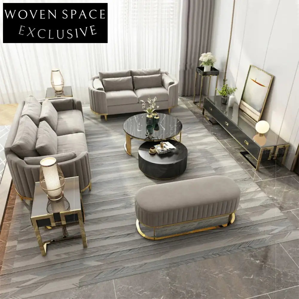 Plush Velvet Chesterfield Sofa Set: Elegant Living Room Couch Collection
