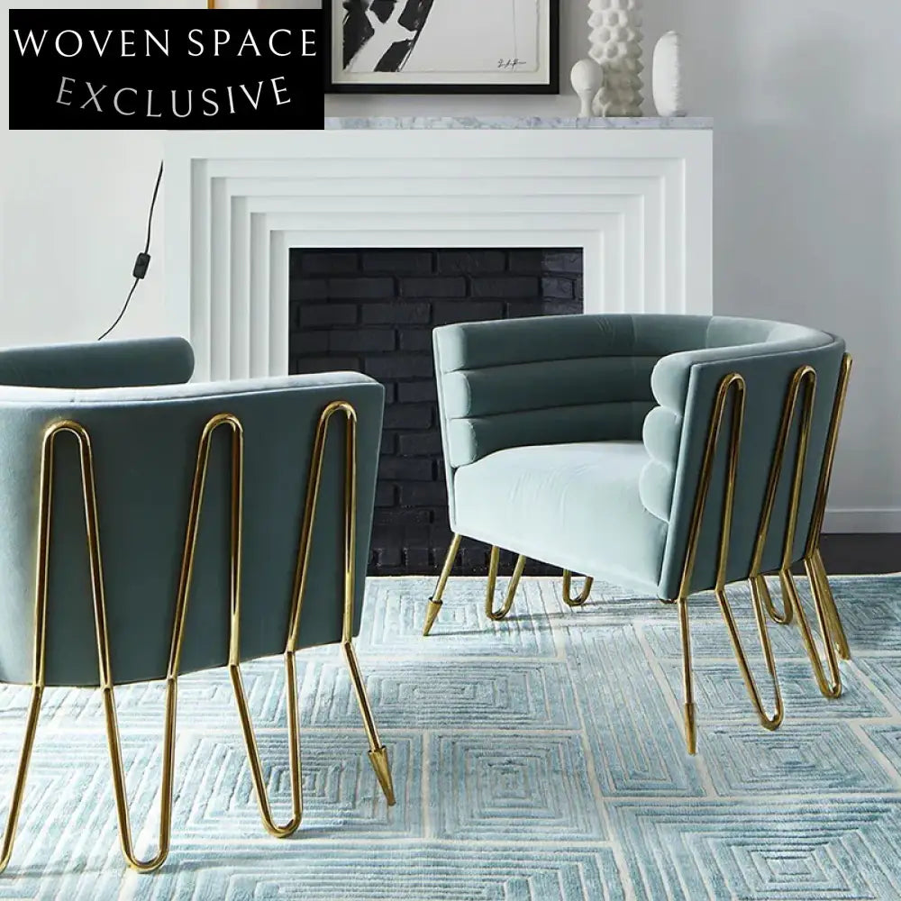 Plush Velvet Curved Back Sofa, Golden Metal Base, Modern Living Room Sofa