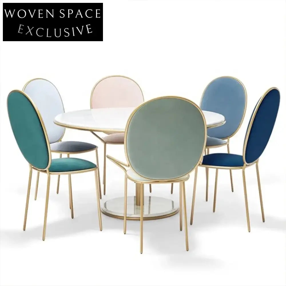 Plush Velvet Dining Chair, Modern Gold Metal Legs, Round Back Accent