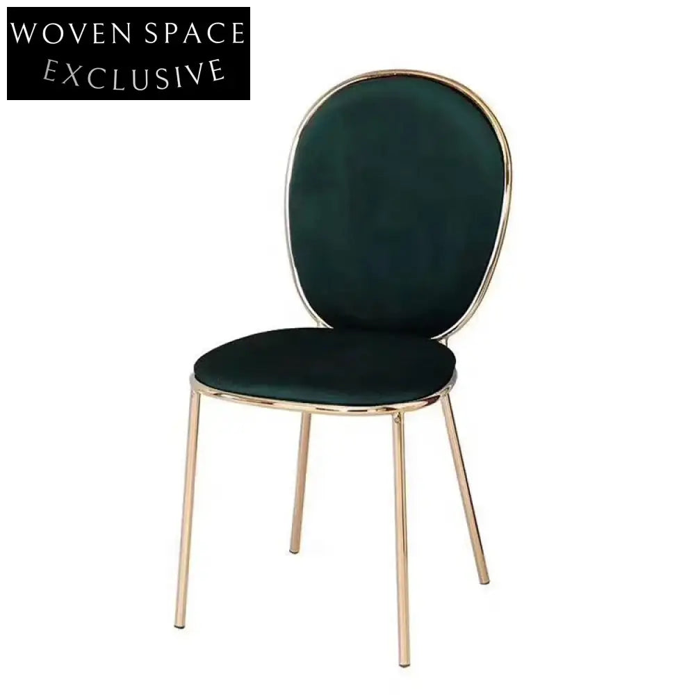 Plush Velvet Dining Chair, Modern Gold Metal Legs, Round Back Accent