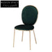 Plush Velvet Dining Chair, Modern Gold Metal Legs, Round Back Accent