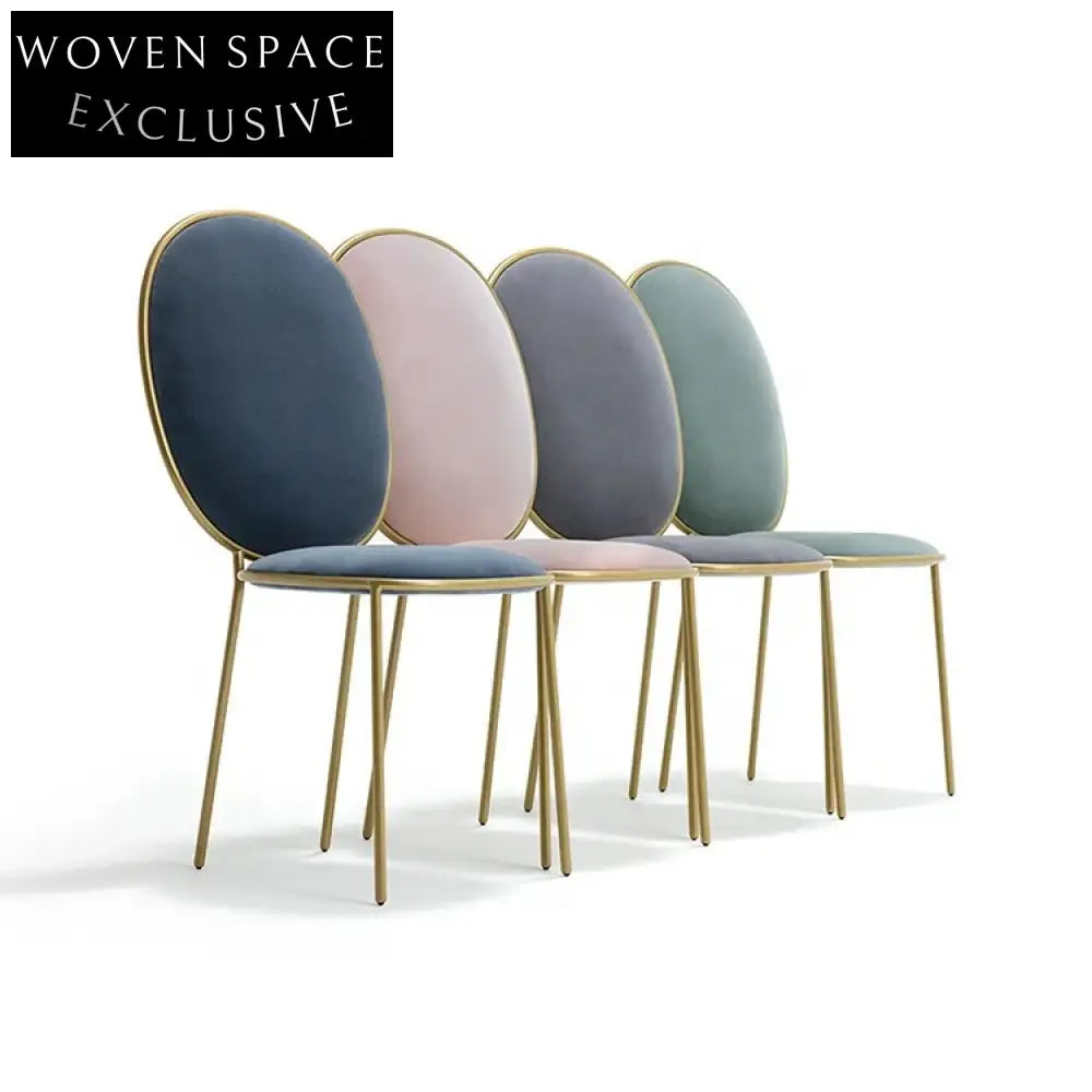 Plush Velvet Dining Chair, Modern Gold Metal Legs, Round Back Accent