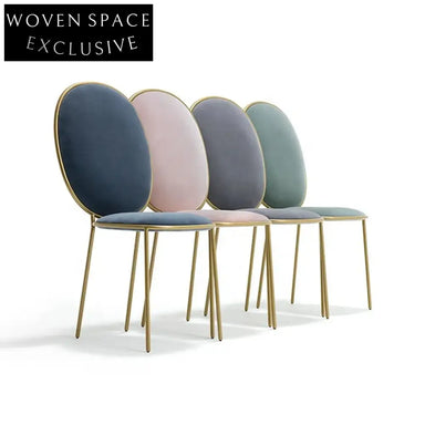 Plush Velvet Dining Chair, Modern Gold Metal Legs, Round Back Accent