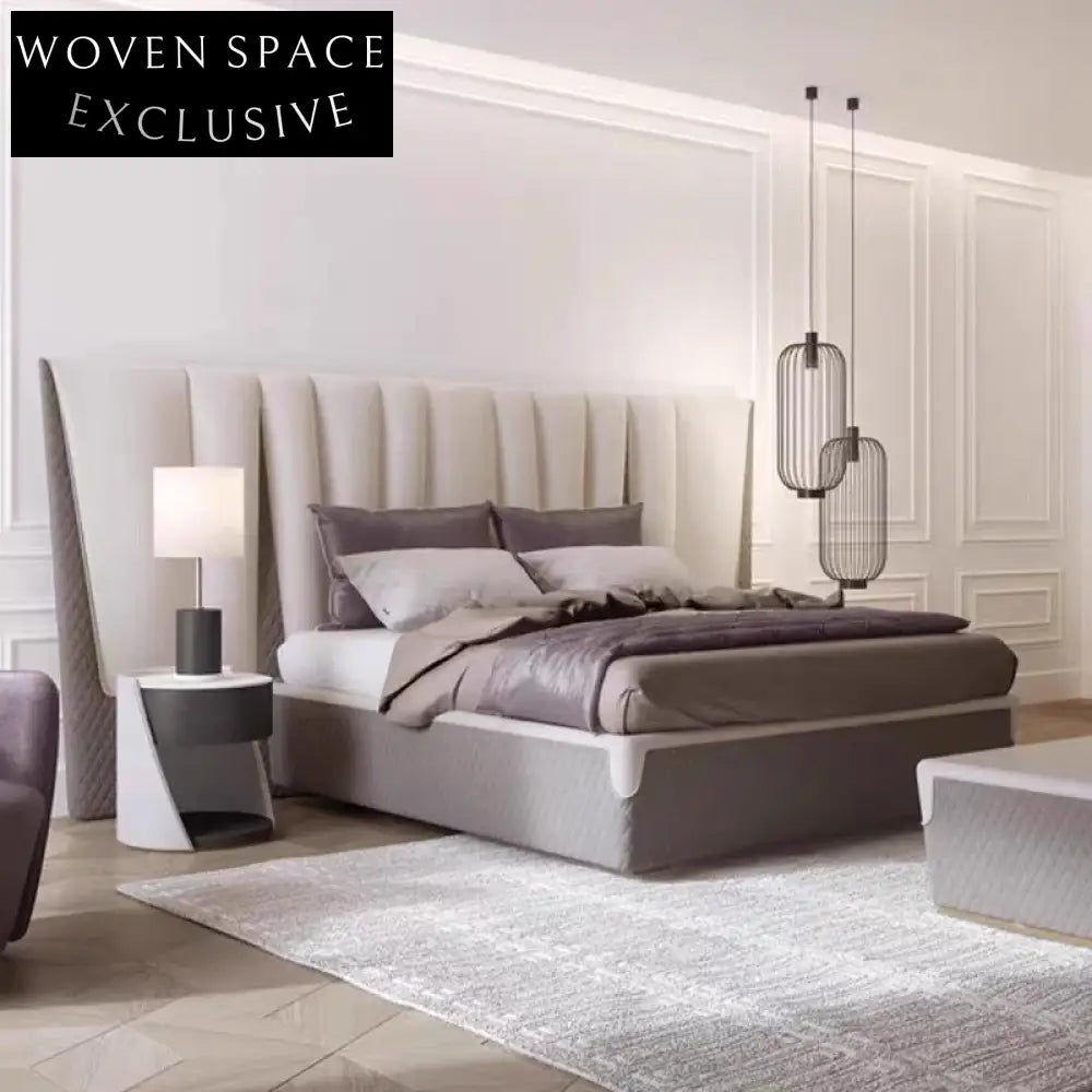 Plush Velvet Fabric King Size Upholstered Bed Frame with Soft Headboard