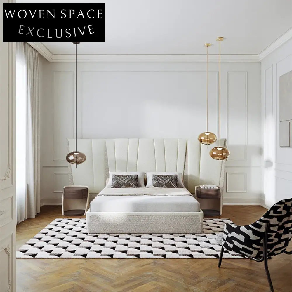 Plush Velvet Fabric King Size Upholstered Bed Frame with Soft Headboard