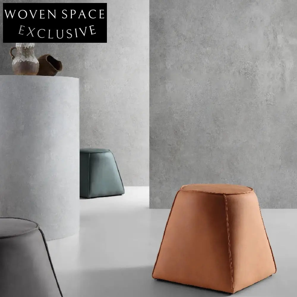 Plush Velvet Fabric Round Ottoman Footrest Modern Living Room Stool