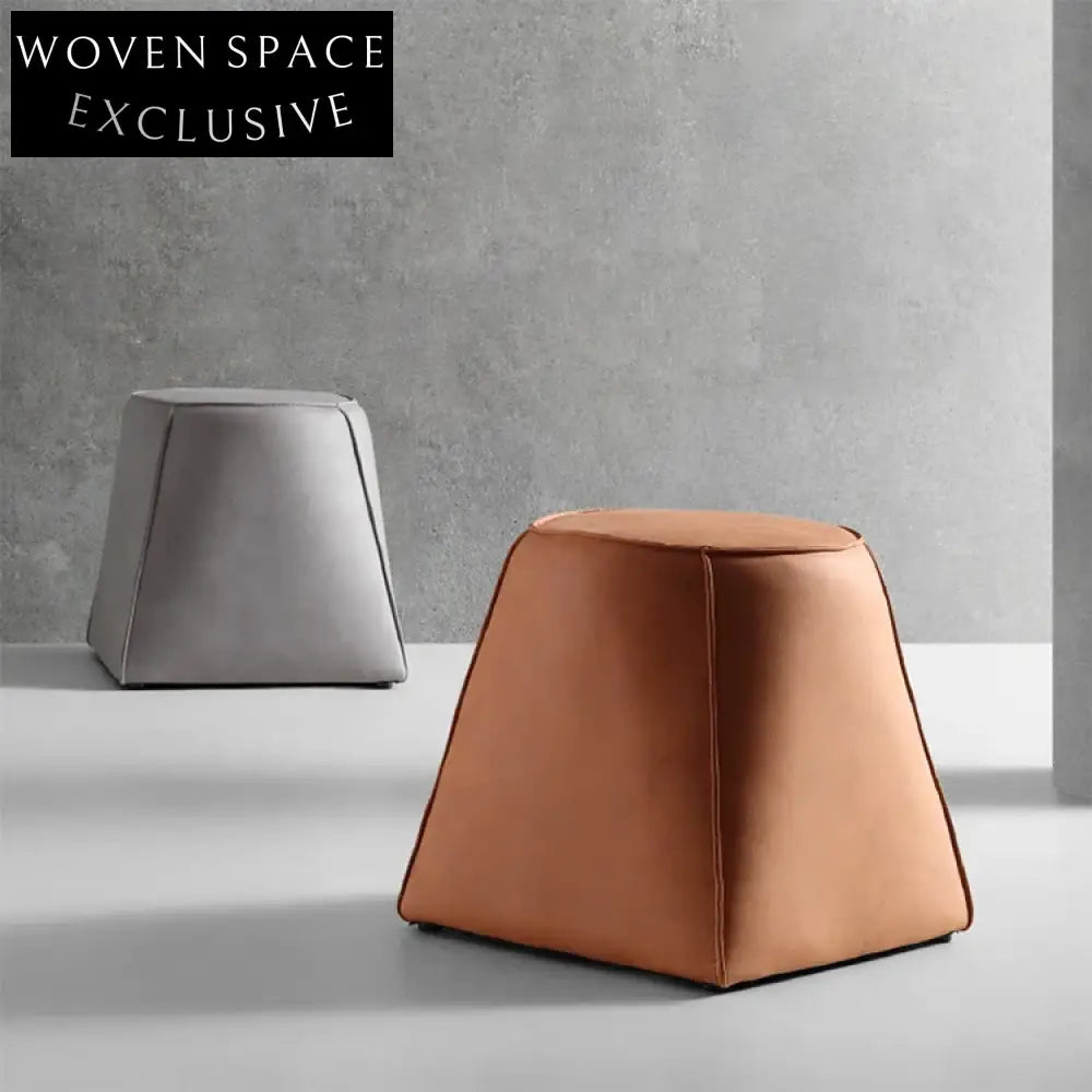 Plush Velvet Fabric Round Ottoman Footrest Modern Living Room Stool