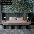 Plush Velvet King Bed Frame with Golden Metal Accents, Modern Luxury Design