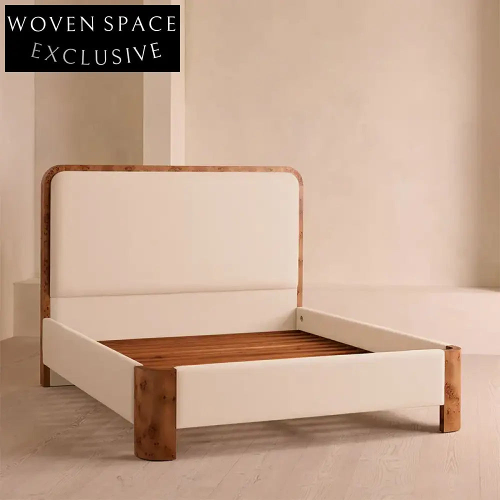 Plush Velvet King Size Modern Minimalist Solid Wood Headboard Bed Frame