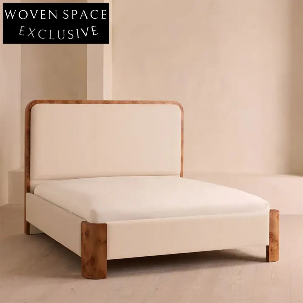 Plush Velvet King Size Modern Minimalist Solid Wood Headboard Bed Frame