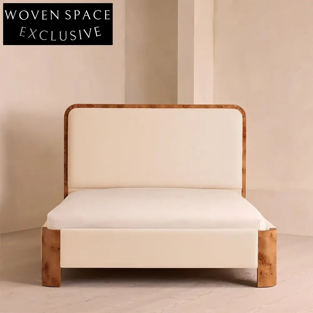 Plush Velvet King Size Modern Minimalist Solid Wood Headboard Bed Frame