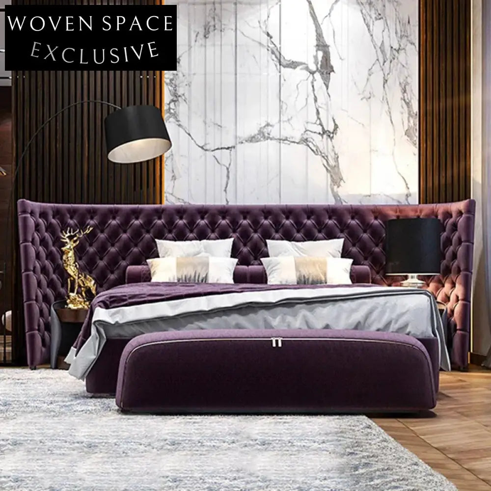 Plush Velvet King Size Upholstered Bed Frame - Modern Soft Fabric Design