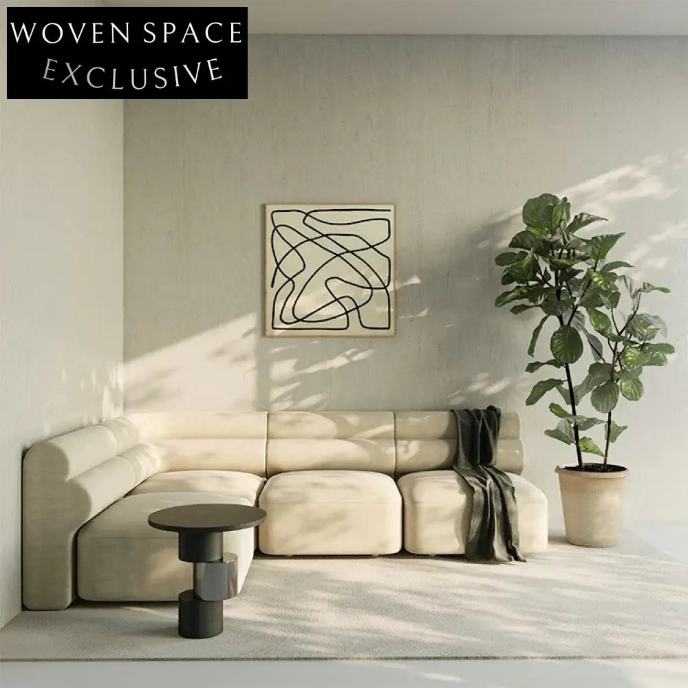 Plush Velvet Modular Sectional Sofa Set with Ottoman, Modern Living Room Couch