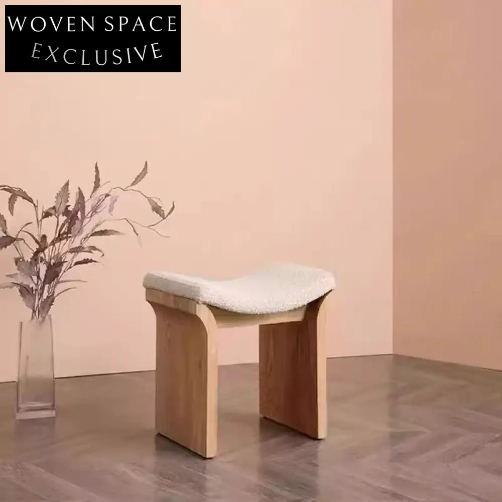 Plush Velvet Ottoman Stool, Modern Solid Wood Frame Single Seat Accent Bench