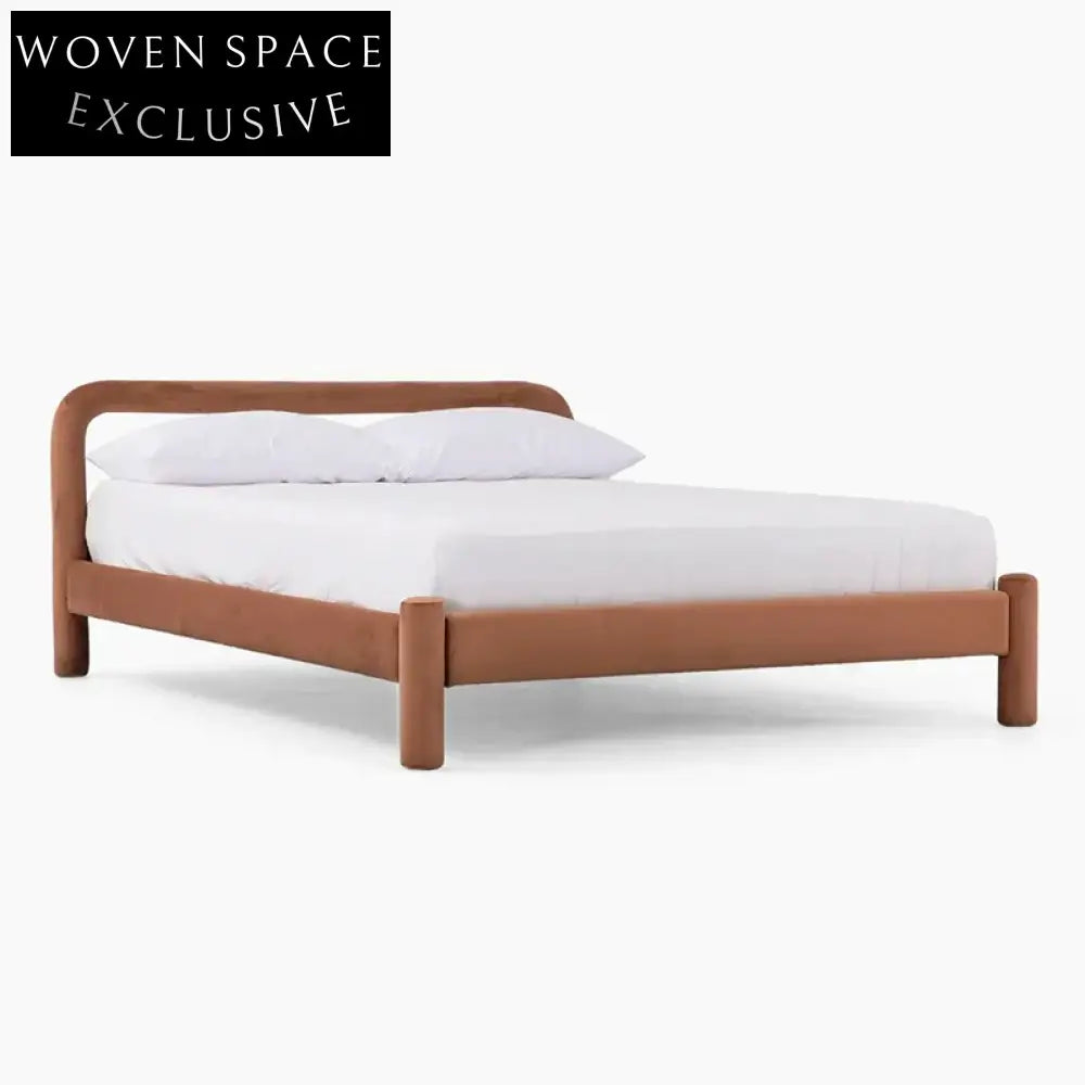 Plush Velvet Queen Size Upholstered Bed Frame with Modern Design