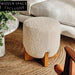 Plush Velvet Round Ottoman Stool with Solid Wood Legs Home Furniture