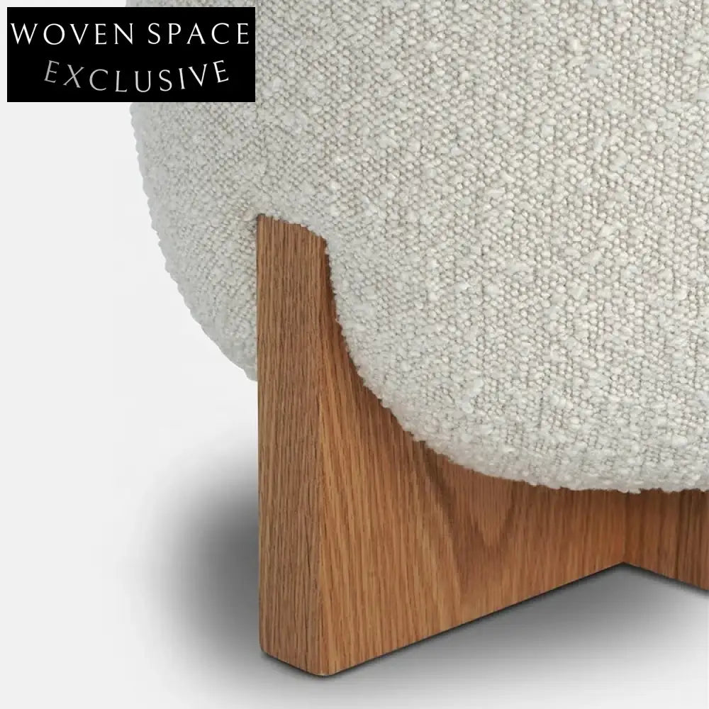 Plush Velvet Round Ottoman Stool with Solid Wood Legs Home Furniture