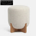 Plush Velvet Round Ottoman Stool with Solid Wood Legs Home Furniture