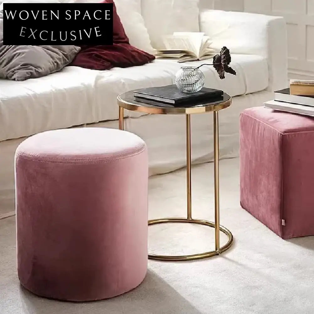 Plush Velvet Round Storage Ottoman: Chic Foot Stool for Modern Living