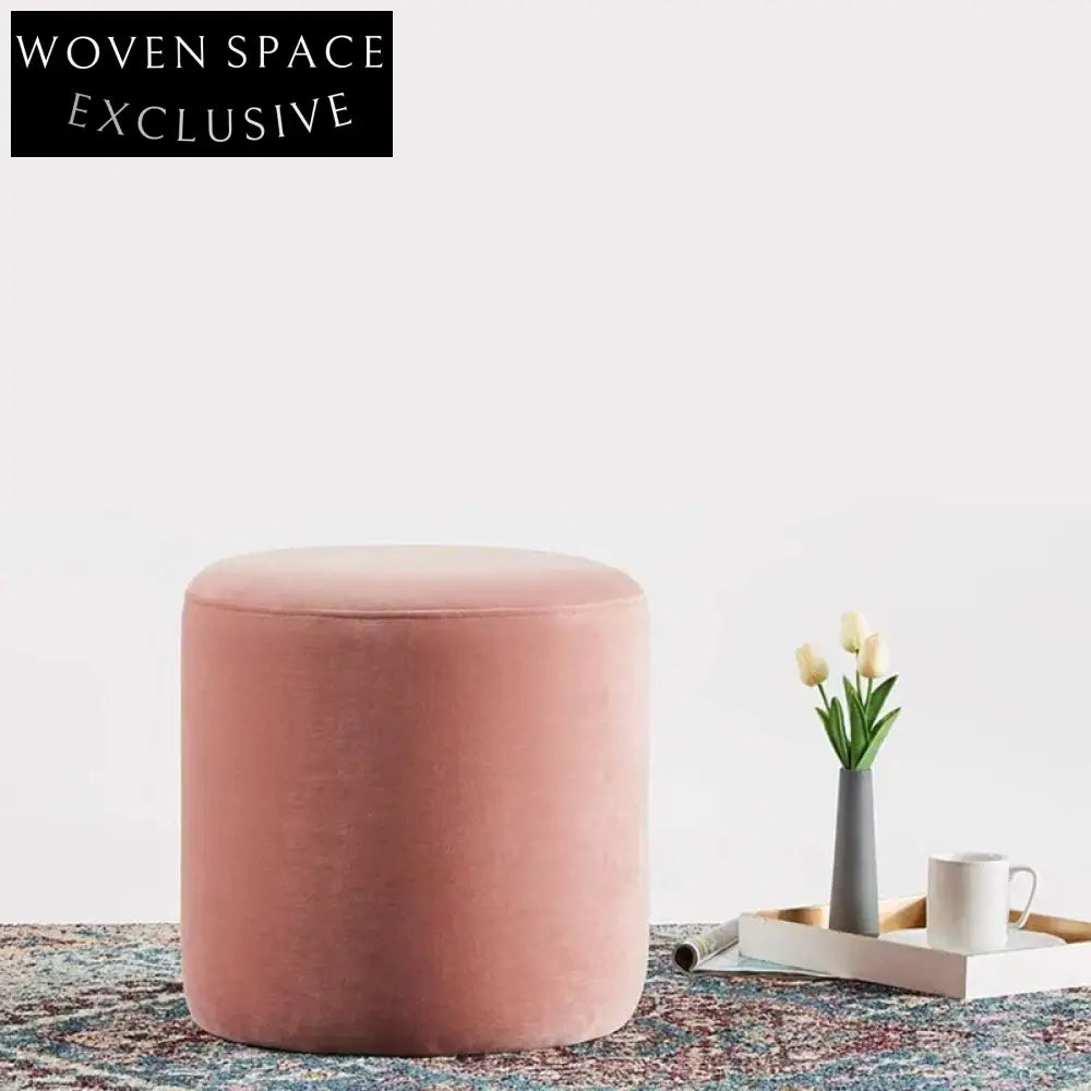Plush Velvet Round Storage Ottoman: Chic Foot Stool for Modern Living
