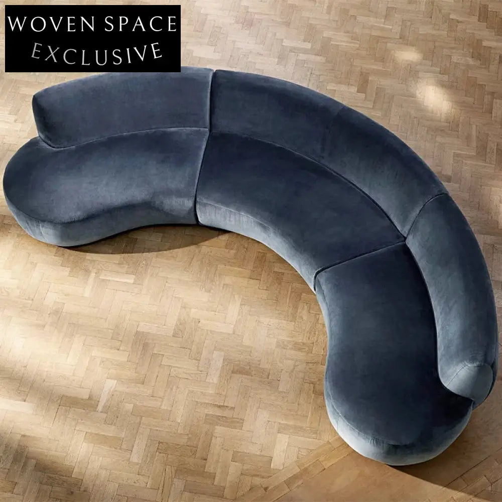 Plush Wabi-Sabi Medieval Sectional Sofa, Custom Lamb Wool Velvet Recliner Set