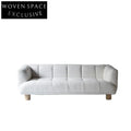 Plush White Boucle Three-Seat Sofa – Modern Living Room Couch Furniture
