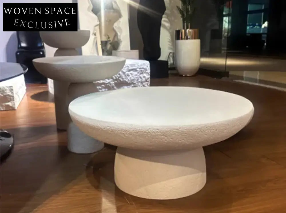 Elegant Tostone Beige Natural Travertine Round Coffee Table for Modern Living