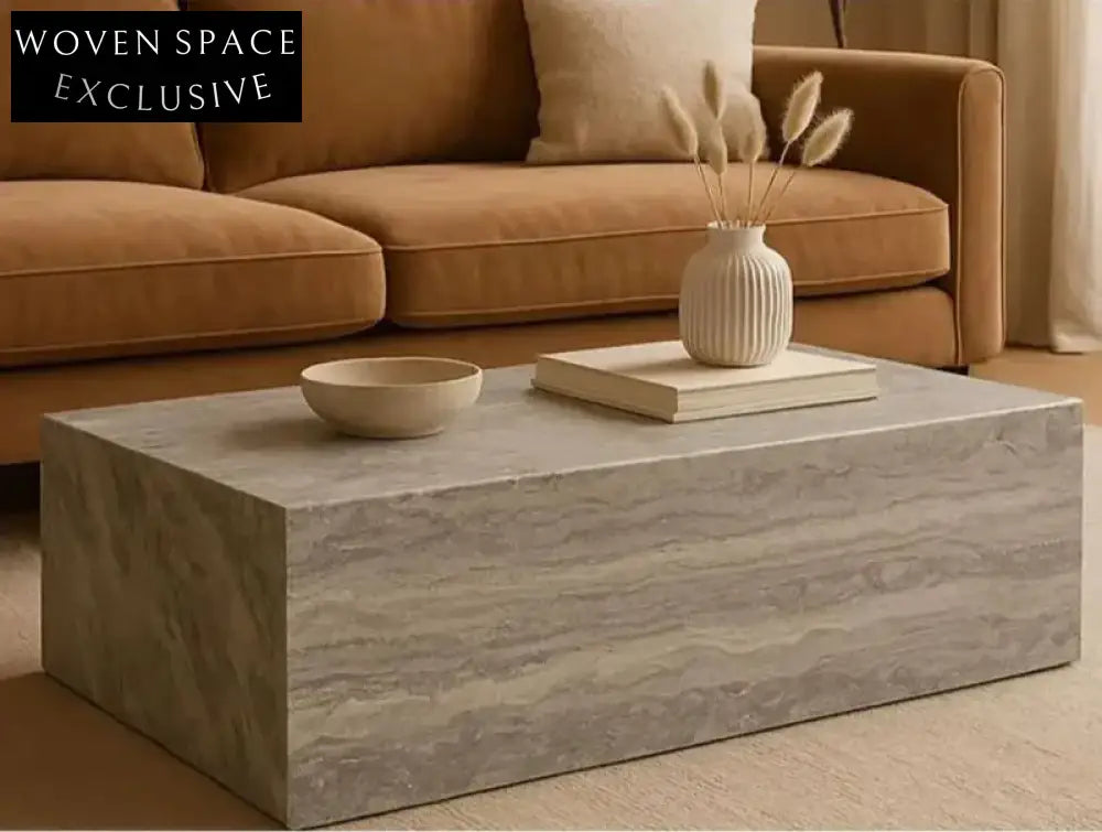 Elegant Tostone Grey Silver Travertine Coffee Table for Modern Living Spaces