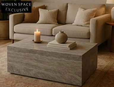 Elegant Tostone Grey Silver Travertine Coffee Table for Modern Living Spaces