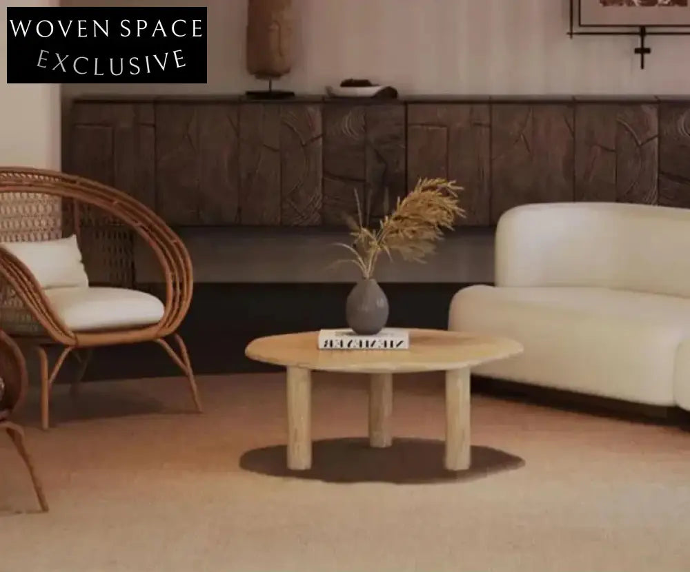 Elegant Oval Natural Travertine Coffee Table for Modern Living Room Decor