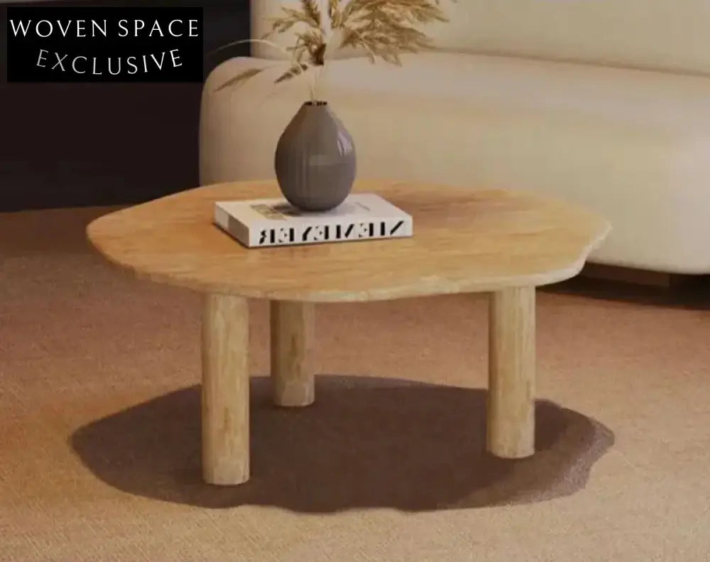 Elegant Oval Natural Travertine Coffee Table for Modern Living Room Decor