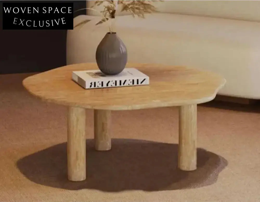 Elegant Oval Natural Travertine Coffee Table for Modern Living Room Decor