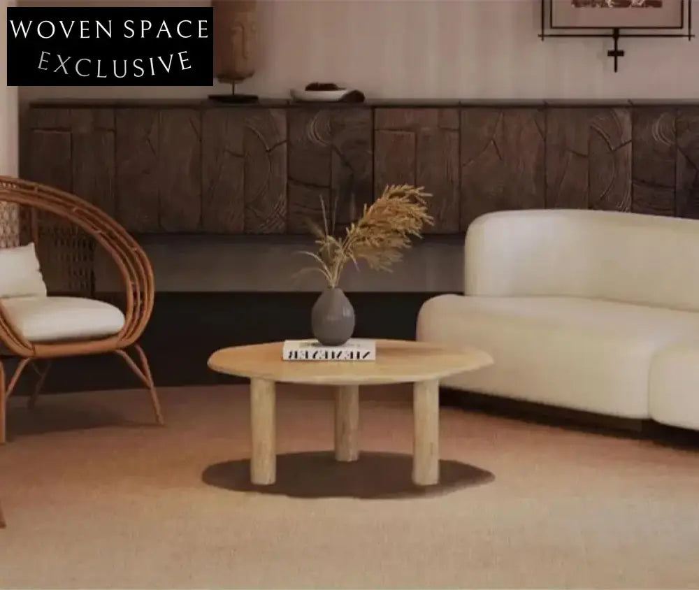 Elegant Oval Natural Travertine Coffee Table for Modern Living Room Decor