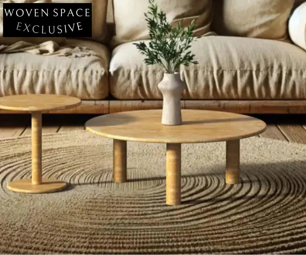 Luxurious Oval Natural Travertine Coffee Table for Contemporary Home Decor