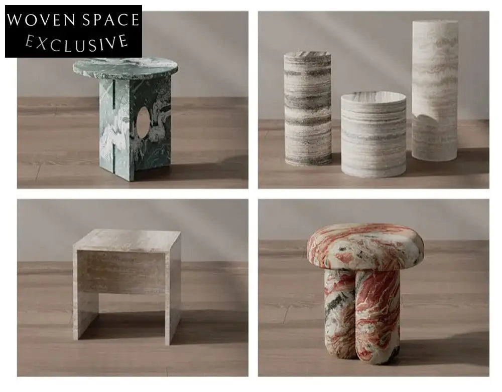 Polished Viola Marble Centerpiece Elegant Coffee Table