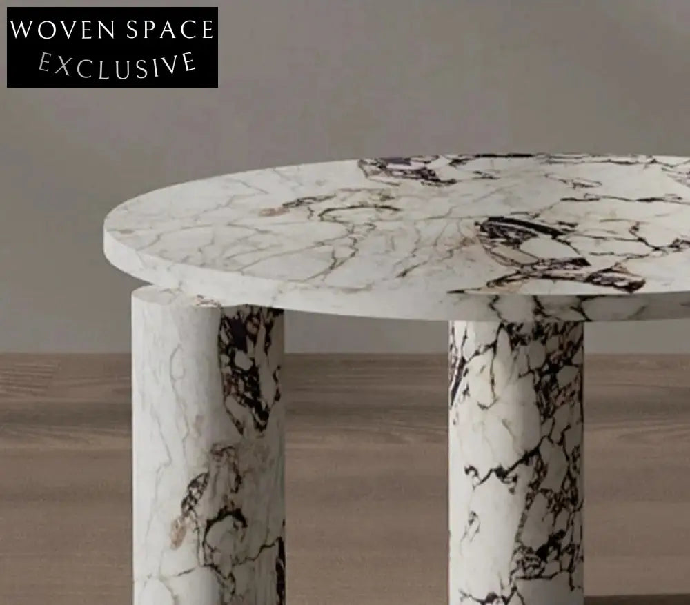 Polished Viola Marble Centerpiece Elegant Coffee Table