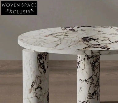 Polished Viola Marble Centerpiece Elegant Coffee Table