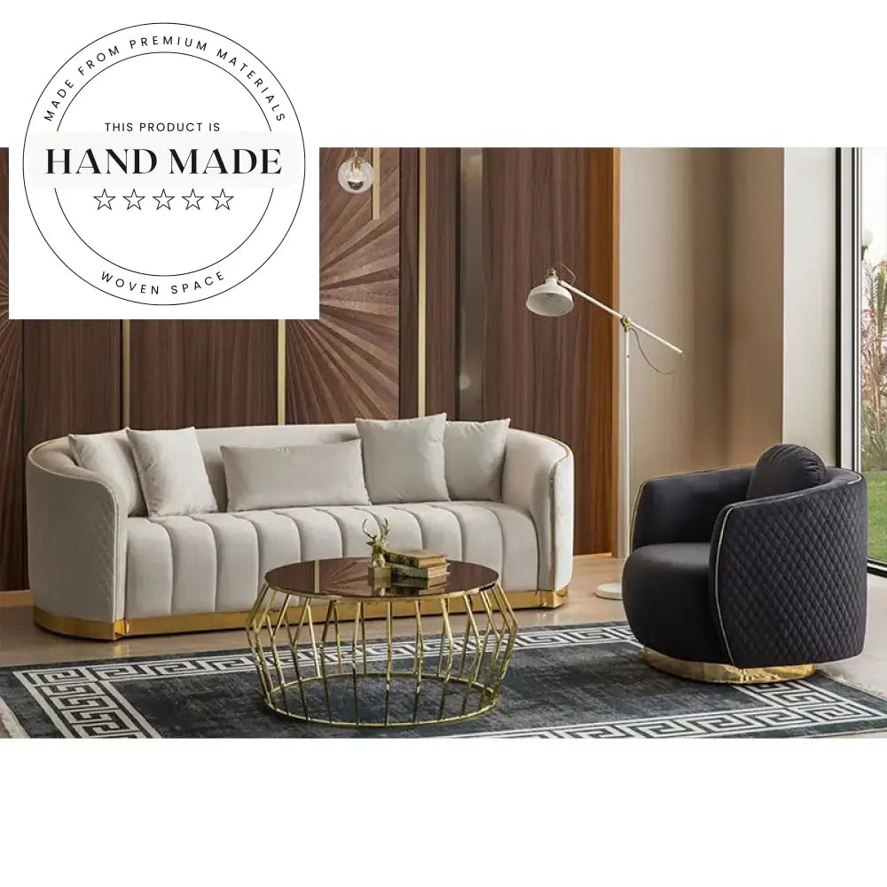 Postmodern Luxury Sectional Genuine Leather Villa Living Room Sofa