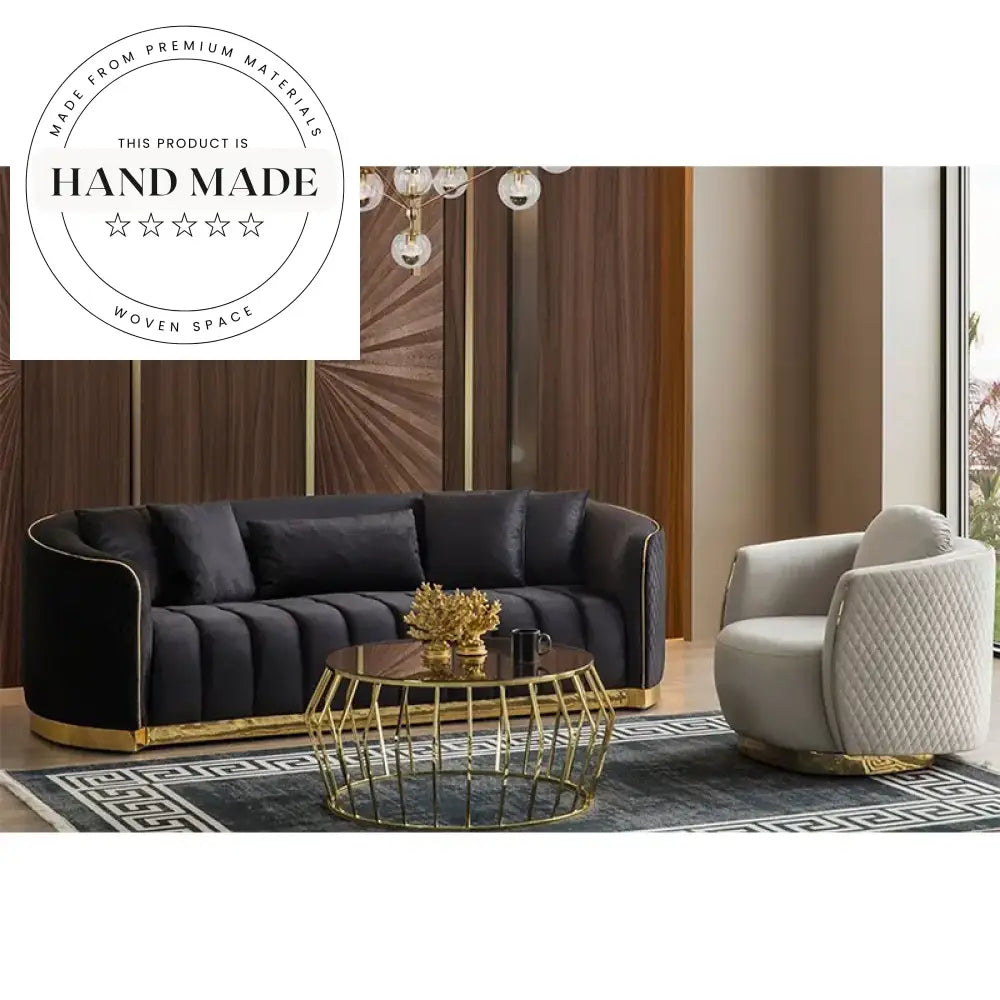 Postmodern Luxury Sectional Genuine Leather Villa Living Room Sofa