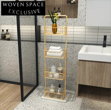 Premium 4-Tier Free Standing Stainless Steel Bathroom Shower Caddy Rack