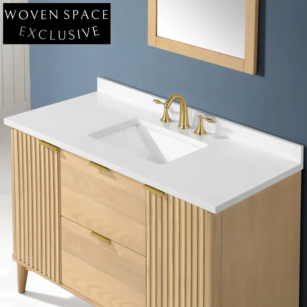 Premium 48-Inch Solid Hardwood Bathroom Vanity with Soft-Close Integrated Sink