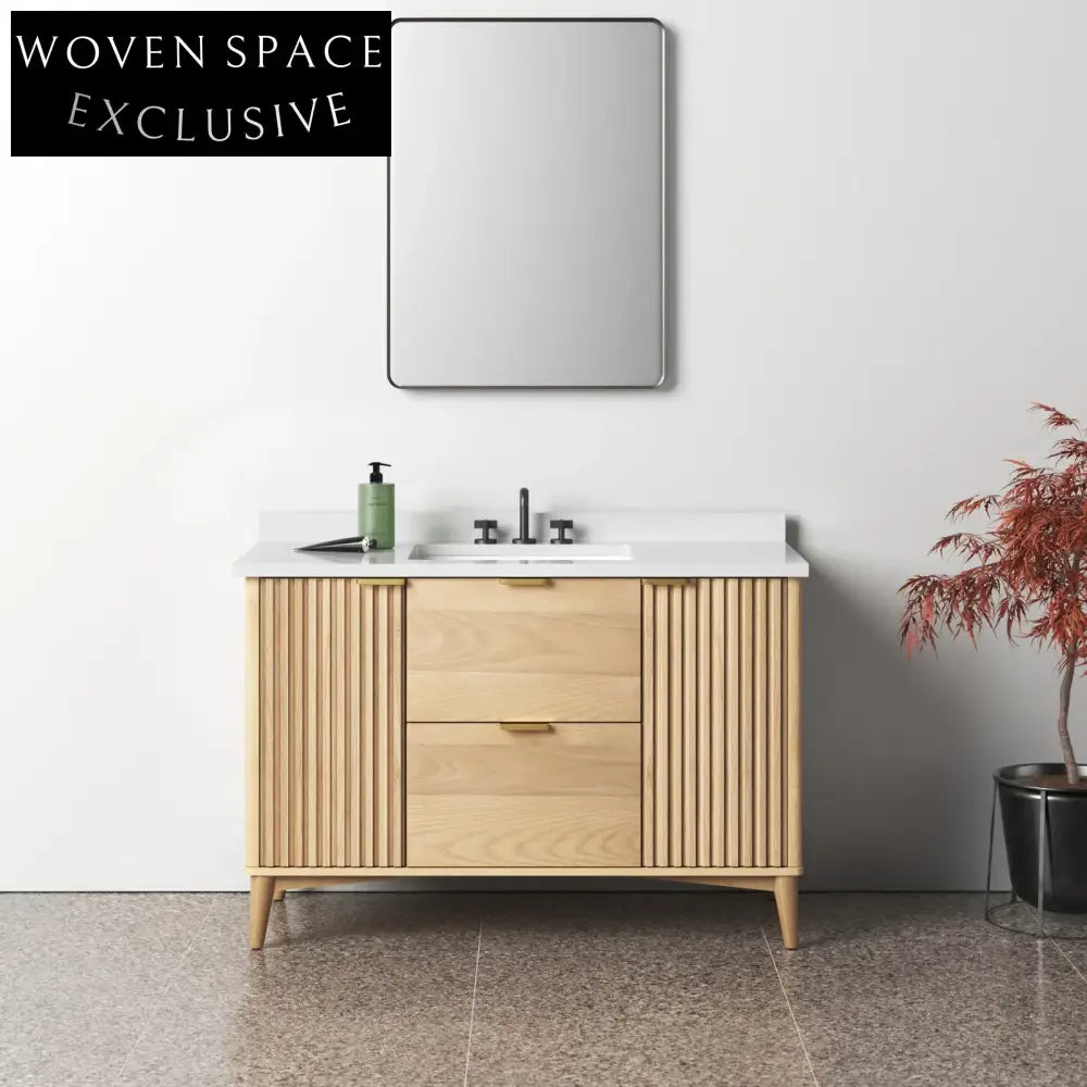 Premium 48-Inch Solid Hardwood Bathroom Vanity with Soft-Close Integrated Sink