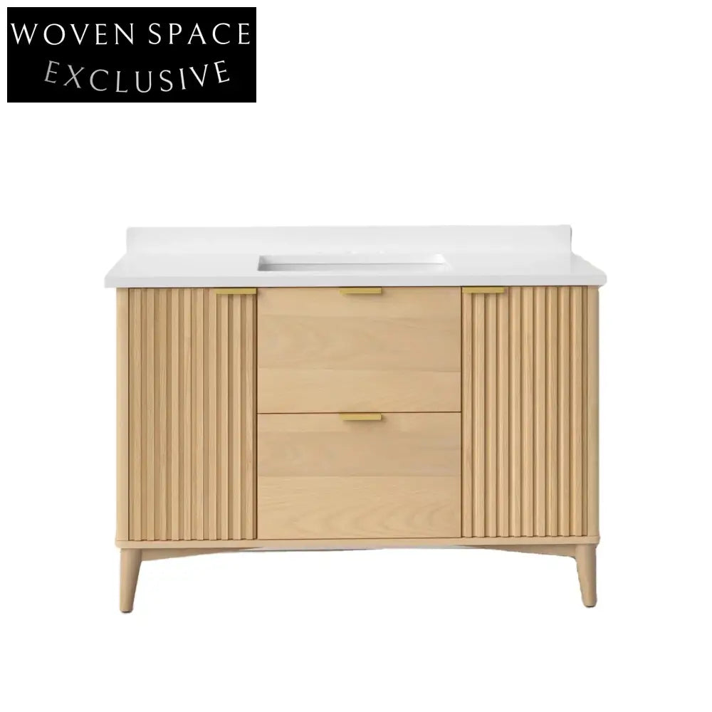 Premium 48-Inch Solid Hardwood Bathroom Vanity with Soft-Close Integrated Sink