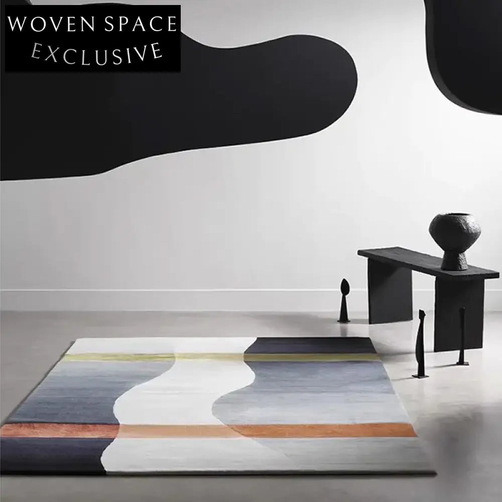 Premium Black French Style Polyester Area Rug for Living Room Bedroom Floor Carpet