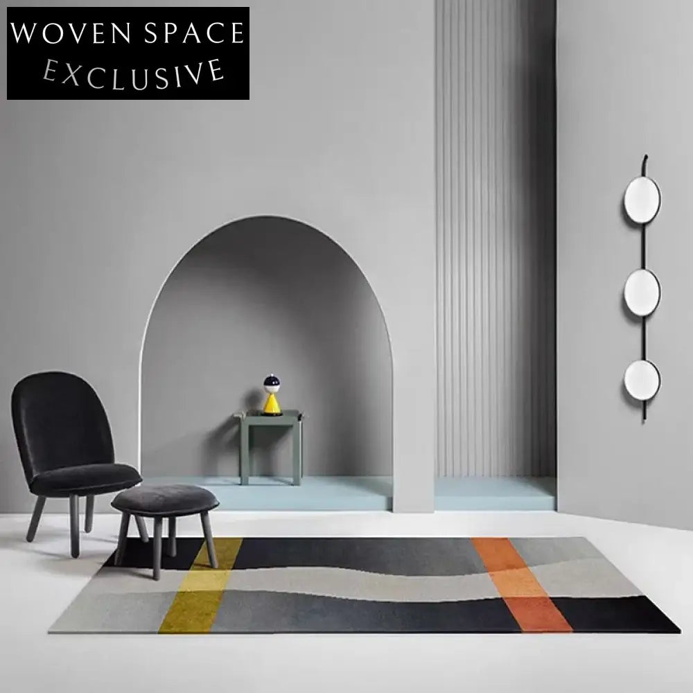 Premium Black French Style Polyester Area Rug for Living Room Bedroom Floor Carpet