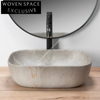 Premium Ceramic Rectangular Bathroom Vessel Sink - Modern Above Counter Vanity Basin
